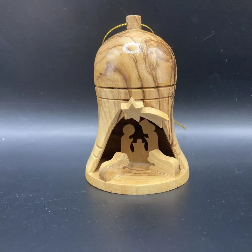Olivewood Bethlehem Nativity Ornament Israel Hand Carved Holy Land Christmas